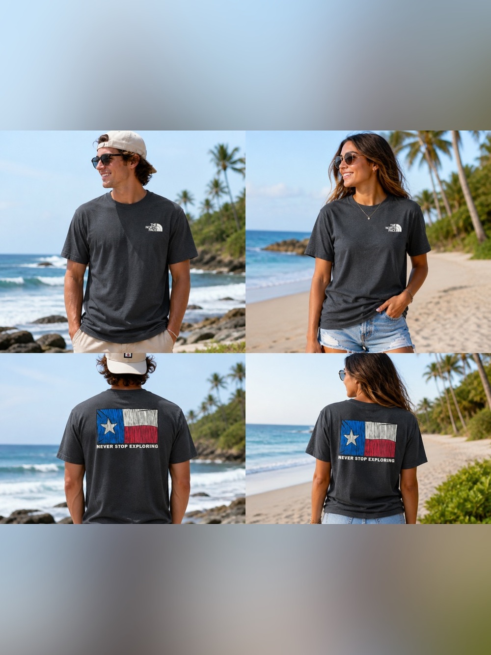 The North Face Texas Flag Tee / Charcoal Grey / Unisex / Never Stop Exploring